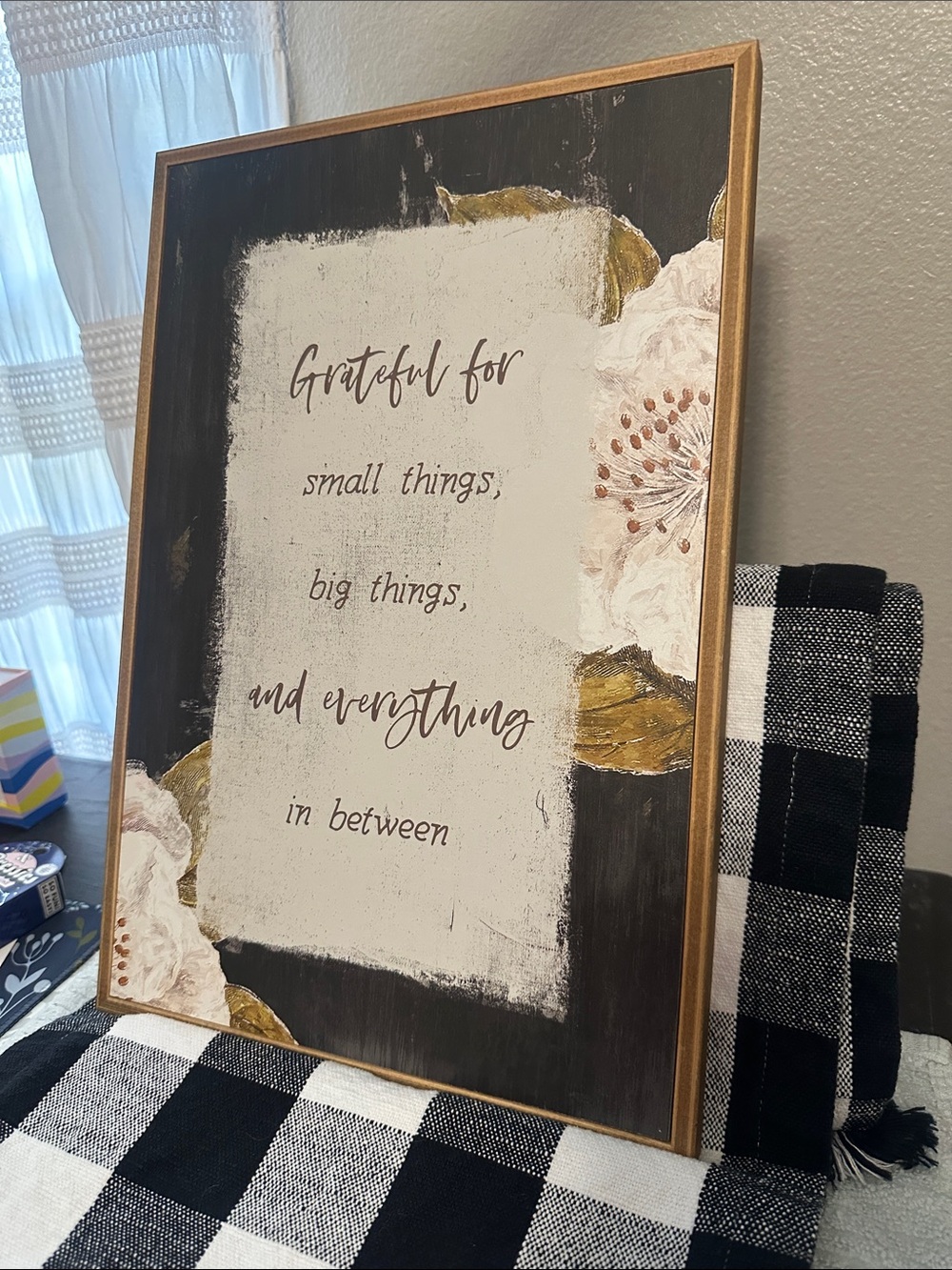 Grateful For Wall Art Sign in Black, White & Gold NWT